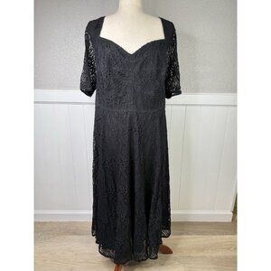 eShakti Black Lace Fit & Flare Dress Custom Sweetheart Neckline Lined